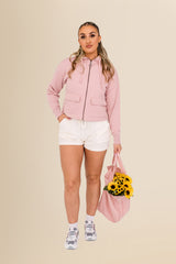 Women's Organic French Terry  Hooded Sweatshirt - Petal Rose