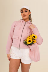 Women's Organic French Terry  Hooded Sweatshirt - Petal Rose