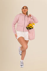 Women's Organic French Terry  Hooded Sweatshirt - Petal Rose