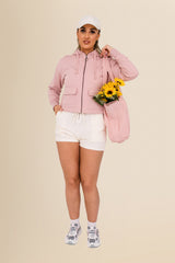 Women's Organic French Terry  Hooded Sweatshirt - Petal Rose