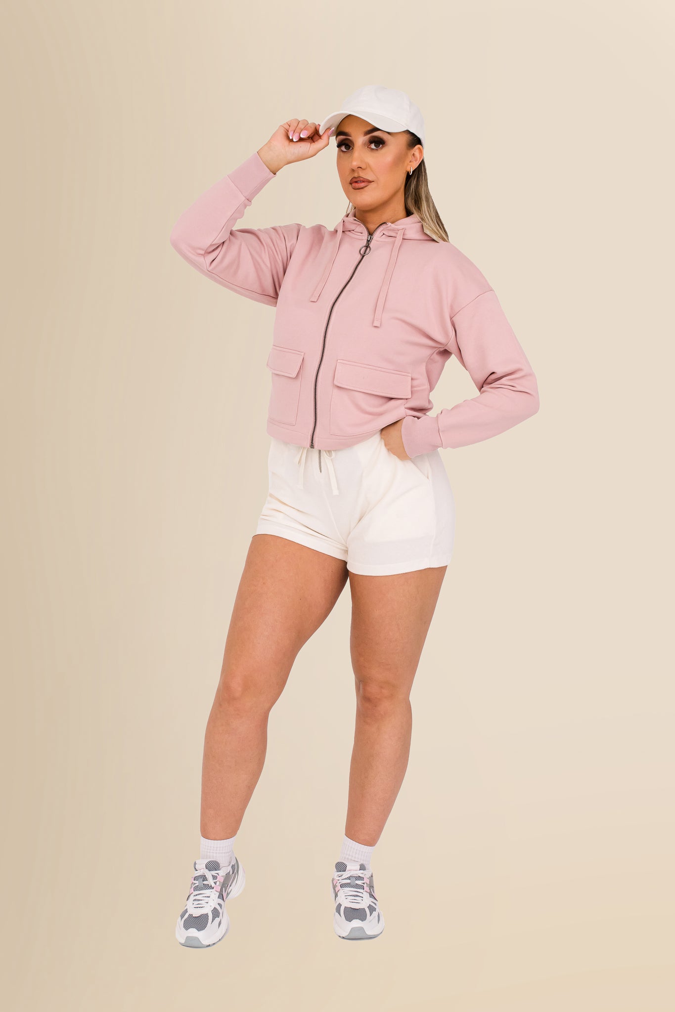 Women's Organic French Terry  Hooded Sweatshirt - Petal Rose