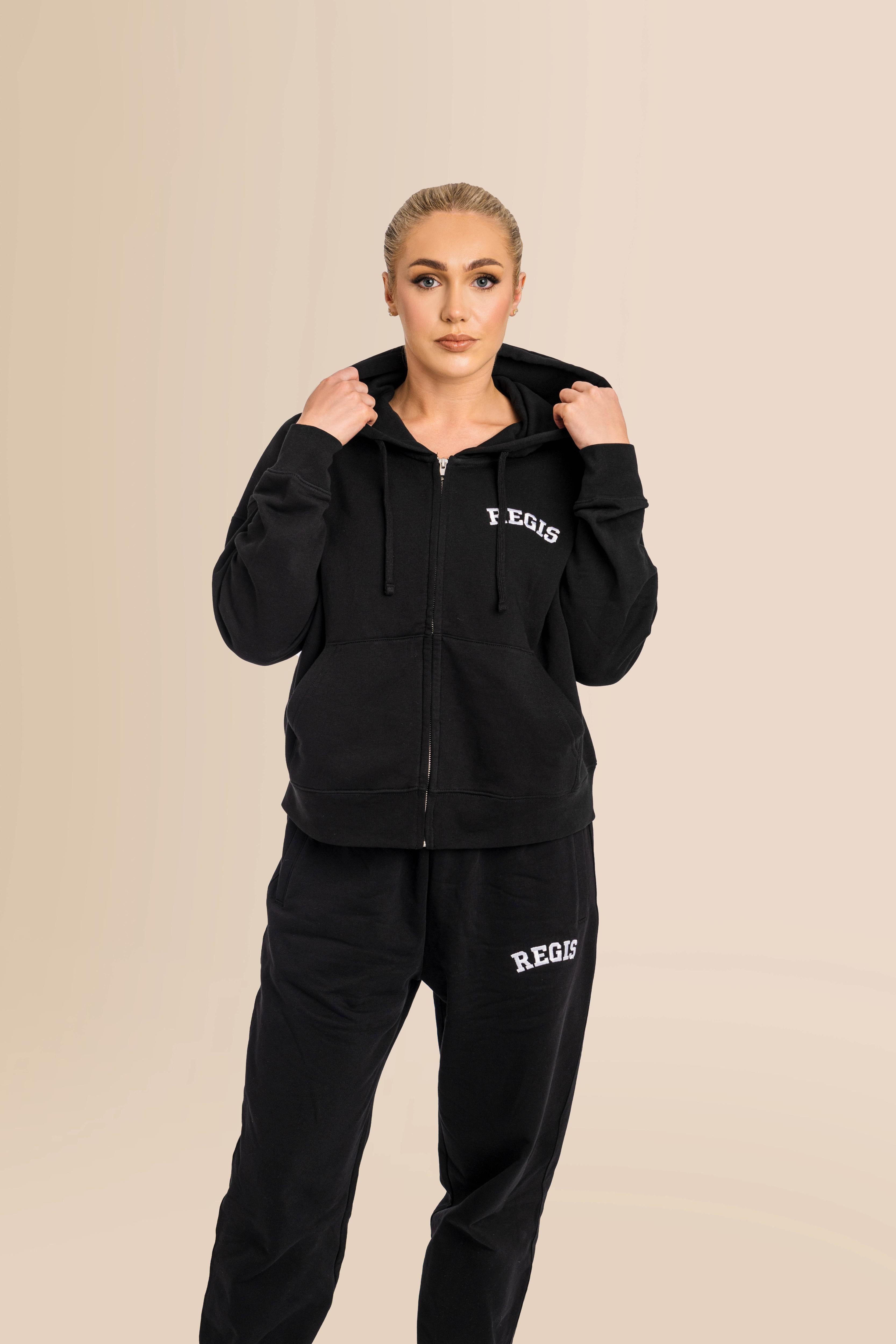 Organic Modern Medium Fit Zip-Through Hoodie - Black