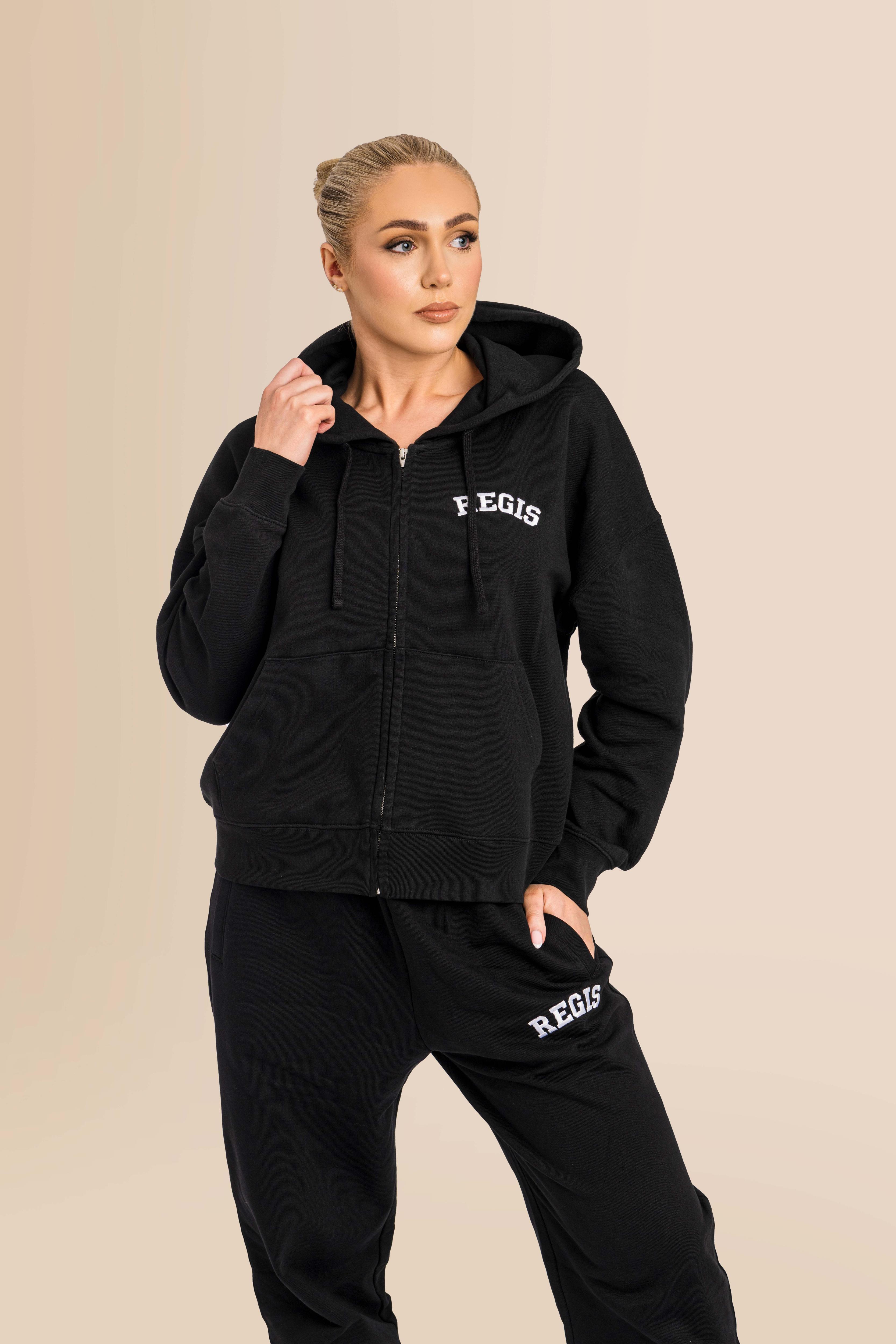 Organic Modern Medium Fit Zip-Through Hoodie - Black