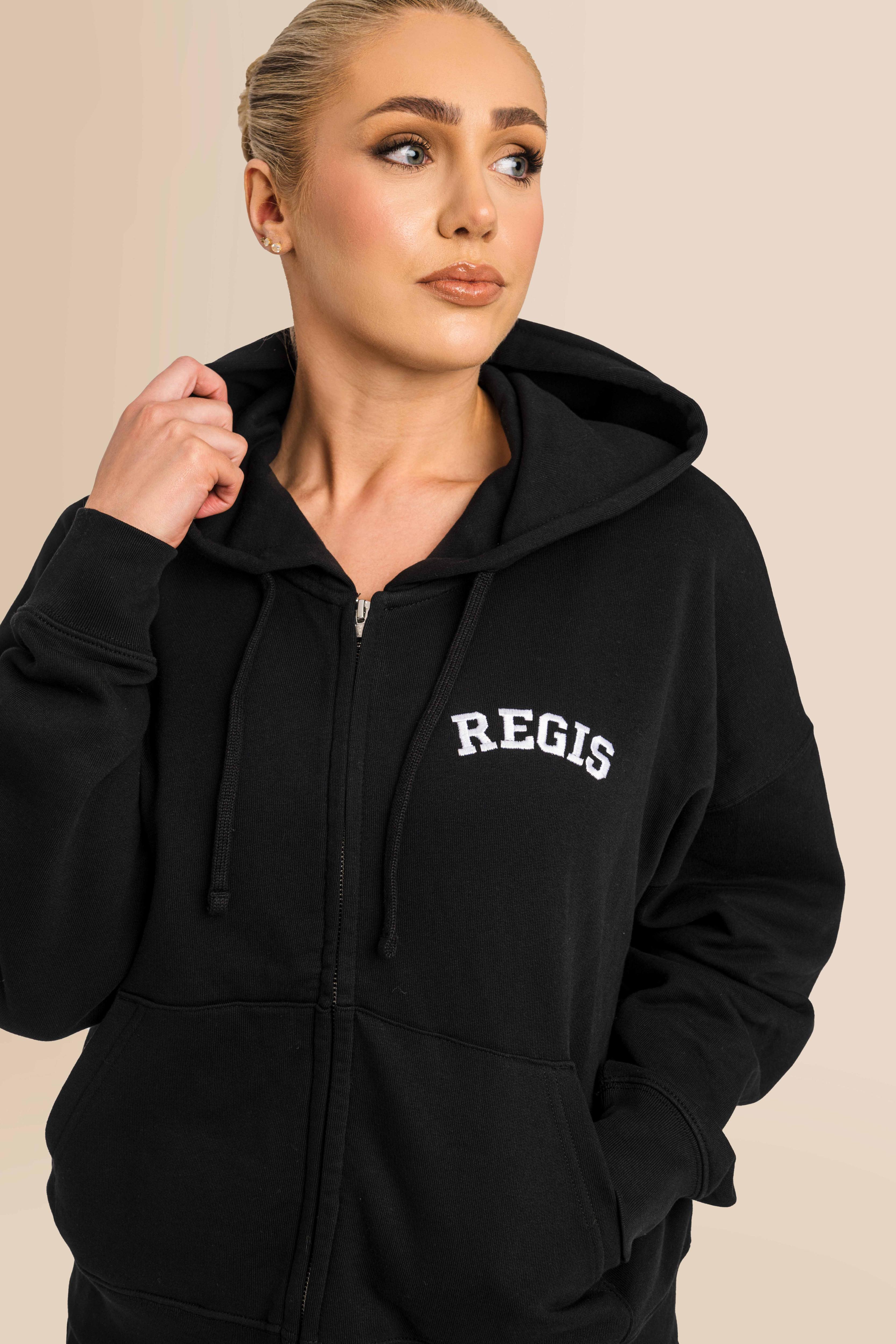 Organic Modern Medium Fit Zip-Through Hoodie - Black