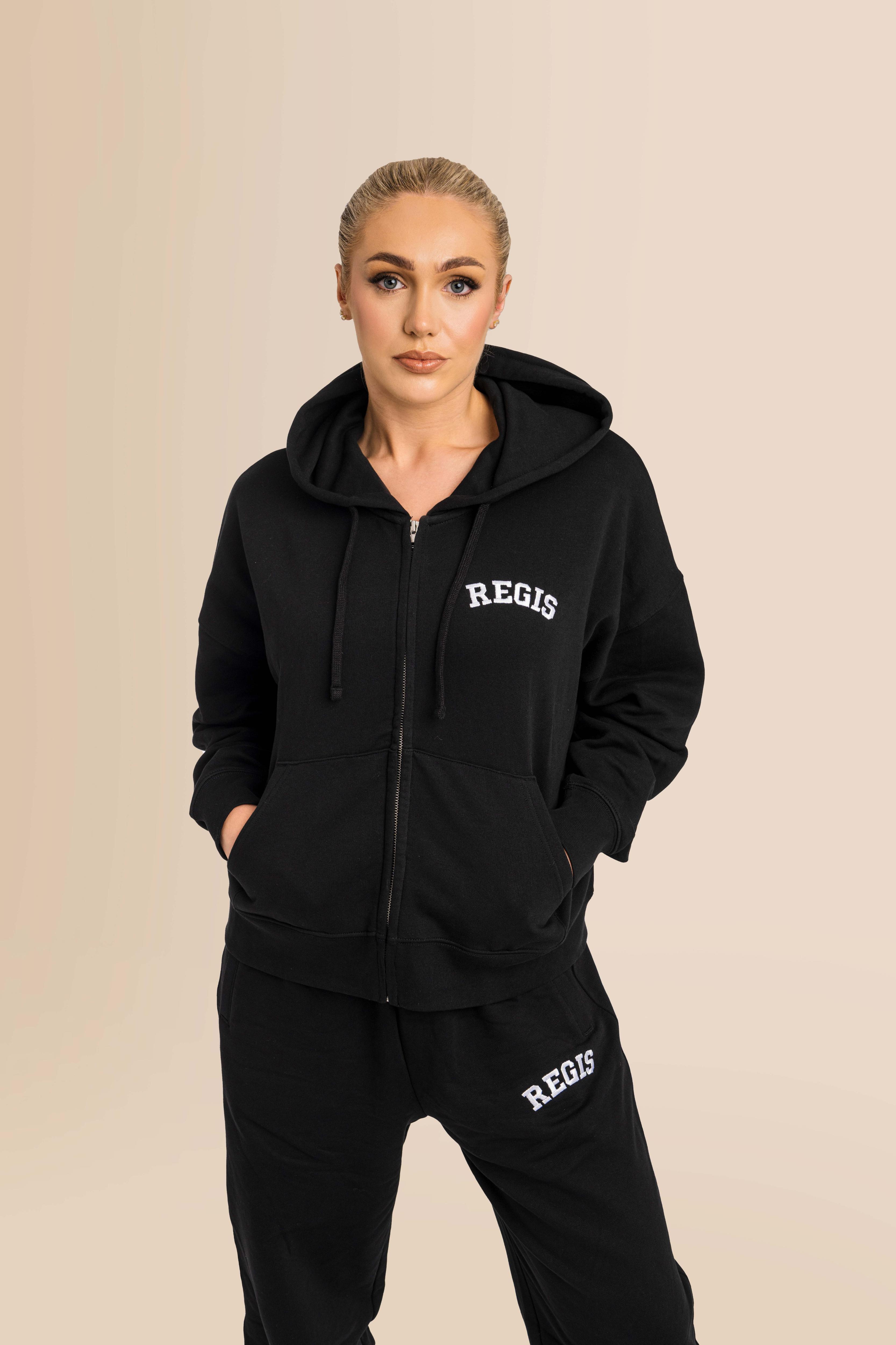 Organic Modern Medium Fit Zip-Through Hoodie - Black