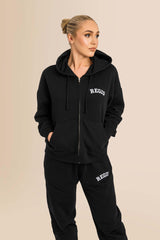 Organic Modern Medium Fit Zip-Through Hoodie - Black