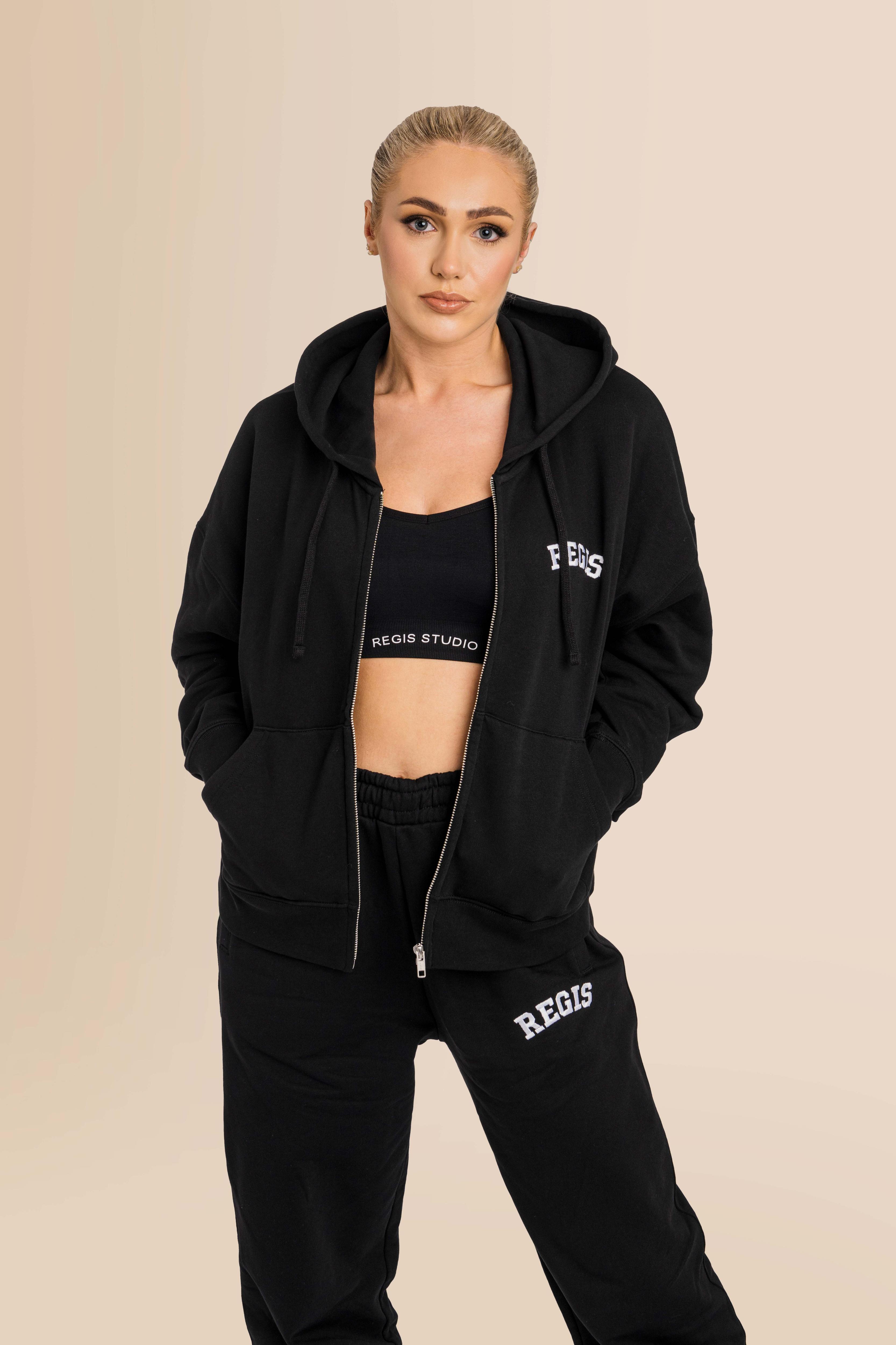 Organic Modern Medium Fit Zip-Through Hoodie - Black