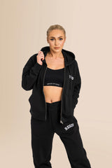 Organic Modern Medium Fit Zip-Through Hoodie - Black