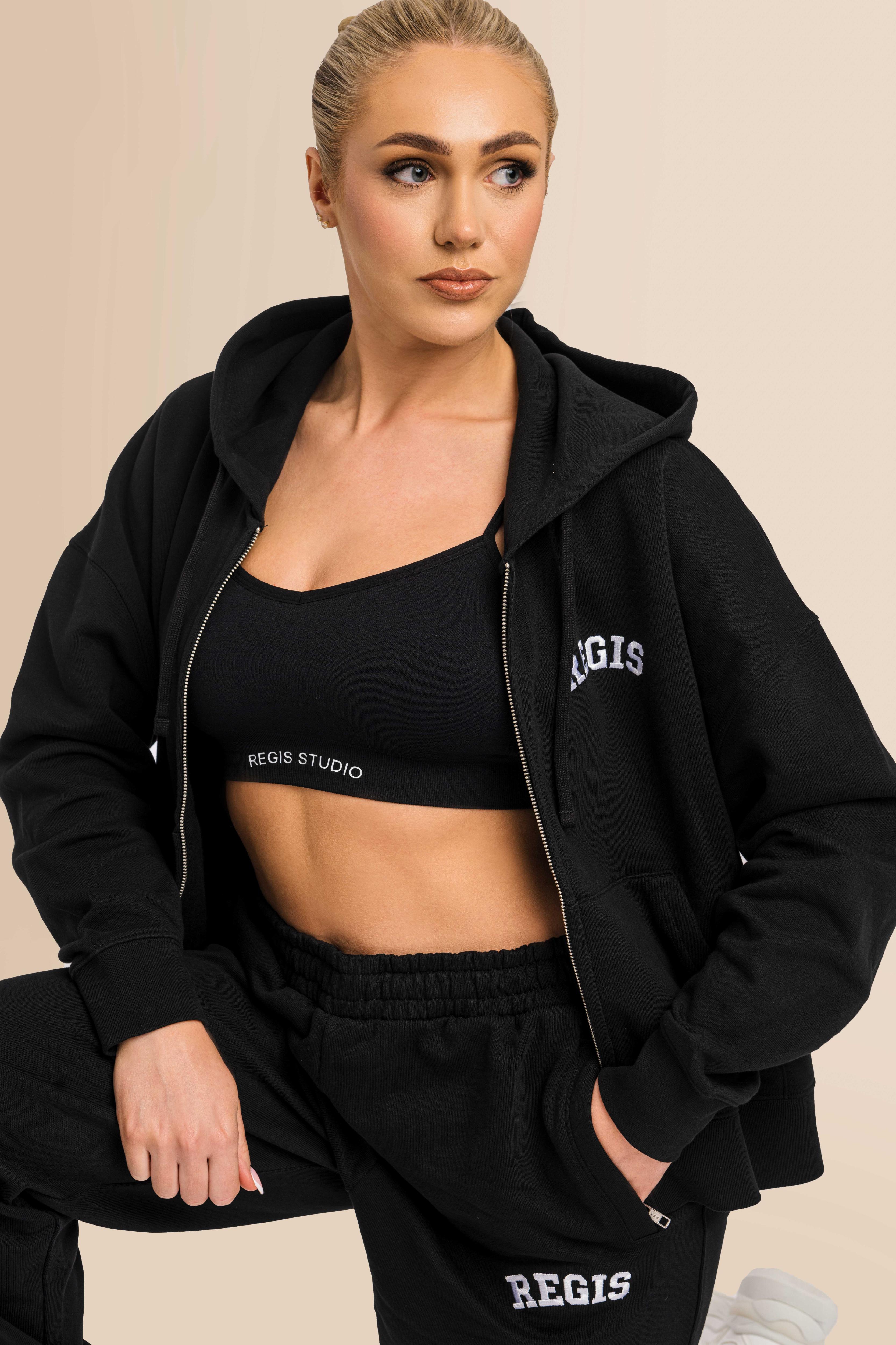 Organic Modern Medium Fit Zip-Through Hoodie - Black