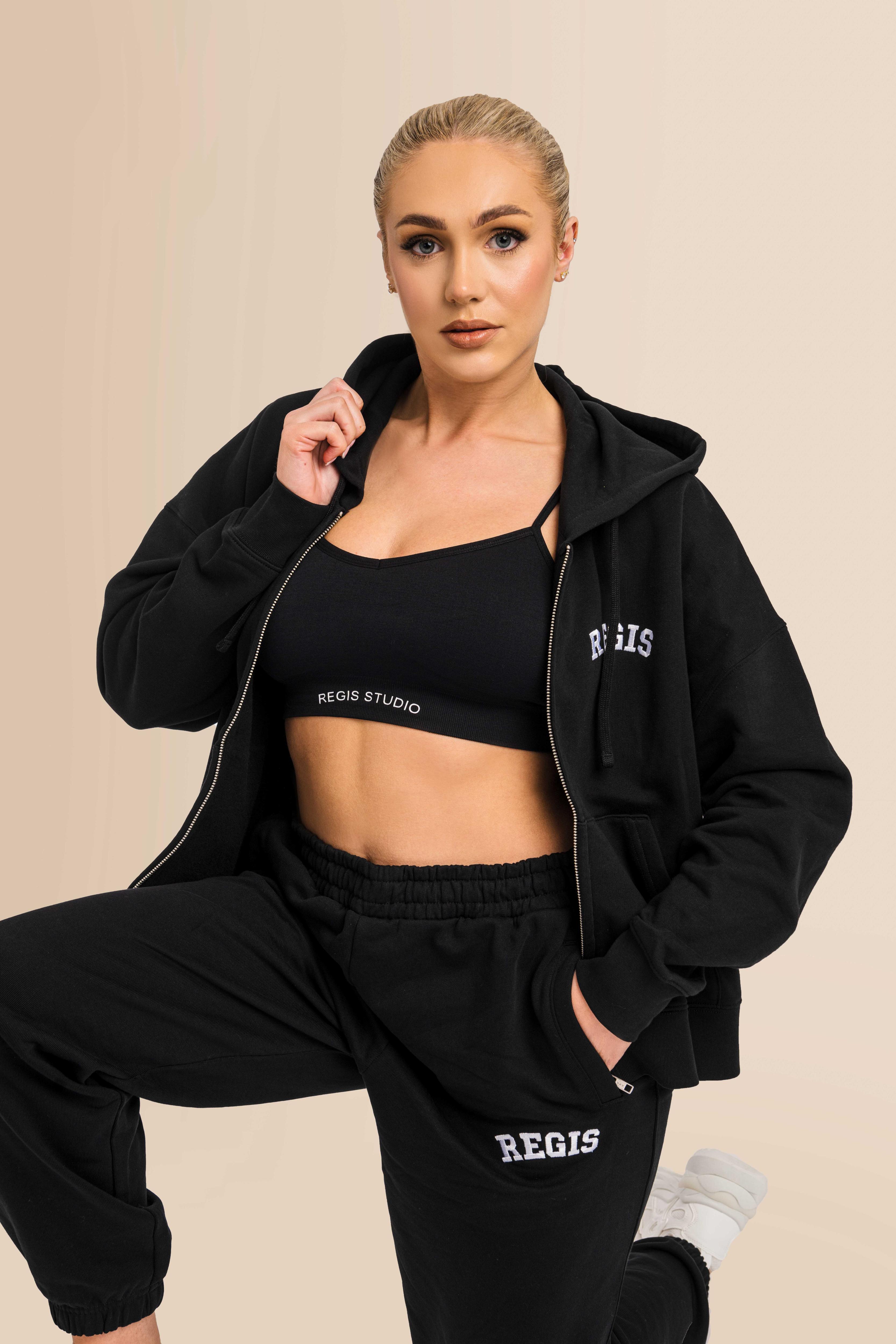 Organic Modern Medium Fit Zip-Through Hoodie - Black