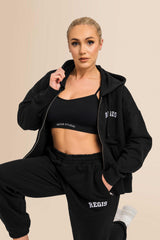 Organic Modern Medium Fit Zip-Through Hoodie - Black