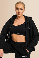 Organic Modern Medium Fit Zip-Through Hoodie - Black