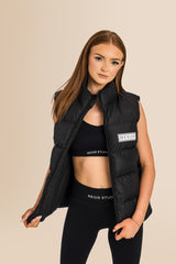 Padded Recycled Puffer Gilet - Black