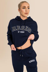 Premium Women's Organic Brushed Cotton Hoodie - French Navy