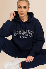 Premium Women's Organic Brushed Cotton Hoodie - French Navy