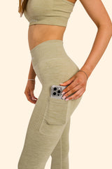 Women's Ribbed Multi-Sport Leggings - Sage green