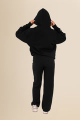 Unisex Oversized Organic Hooded Sweatshirt - Eco-Conscious Comfort - Black