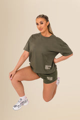 Women's Oversized Tee – 100% Organic Cotton - Organic Khaki