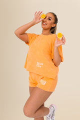 Women's Terry Towel Oversized T-Shirt – Organic Cotton Blend - Apricot