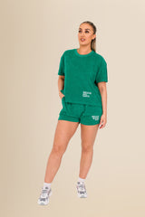 Women's Terry Towel Oversized T-Shirt – Organic Cotton Blend - Malachite Green