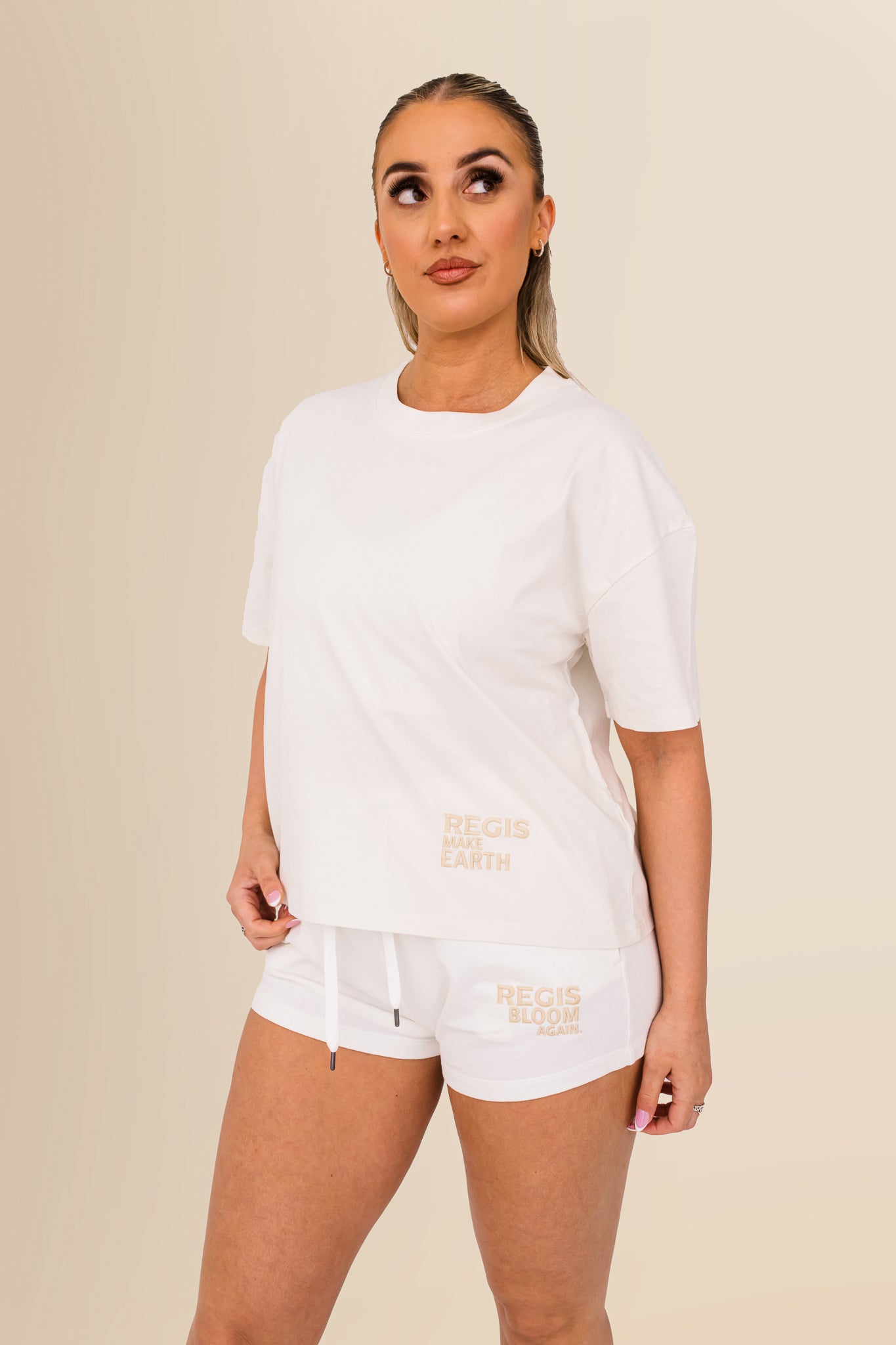 Eco-Friendly Women's French Terry Shorts - 100% Organic - Washed Ivory