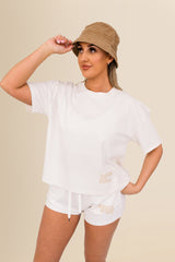 Eco-Friendly Women's French Terry Shorts - 100% Organic - Washed Ivory