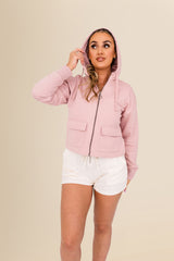 Women's Organic French Terry  Hooded Sweatshirt - Petal Rose