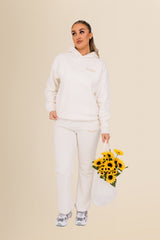 Unisex Oversized Organic Hooded Sweatshirt - Eco-Conscious Comfort - Ivory