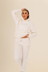 Unisex Oversized Organic Hooded Sweatshirt - Eco-Conscious Comfort - Ivory